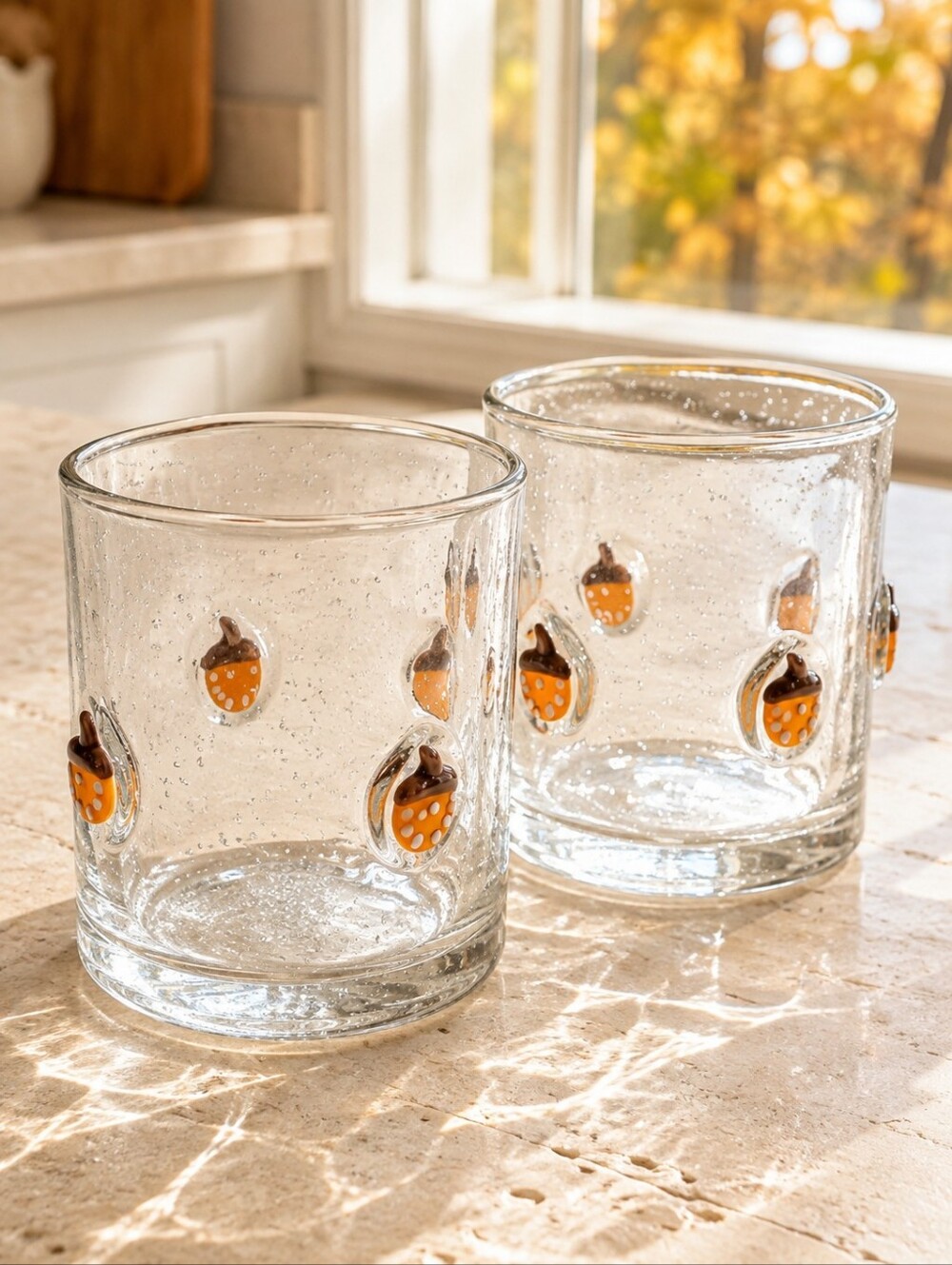 HomeGoods Acorn DOF Whiskey Glasses Set of 2 14 oz Fall NIB
